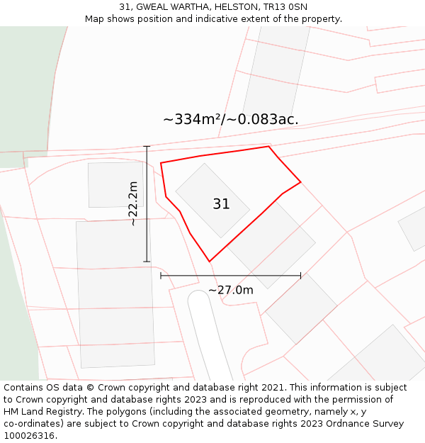31, GWEAL WARTHA, HELSTON, TR13 0SN: Plot and title map