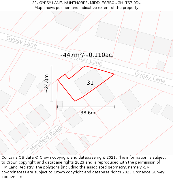 31, GYPSY LANE, NUNTHORPE, MIDDLESBROUGH, TS7 0DU: Plot and title map