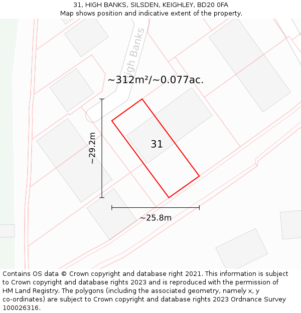 31, HIGH BANKS, SILSDEN, KEIGHLEY, BD20 0FA: Plot and title map