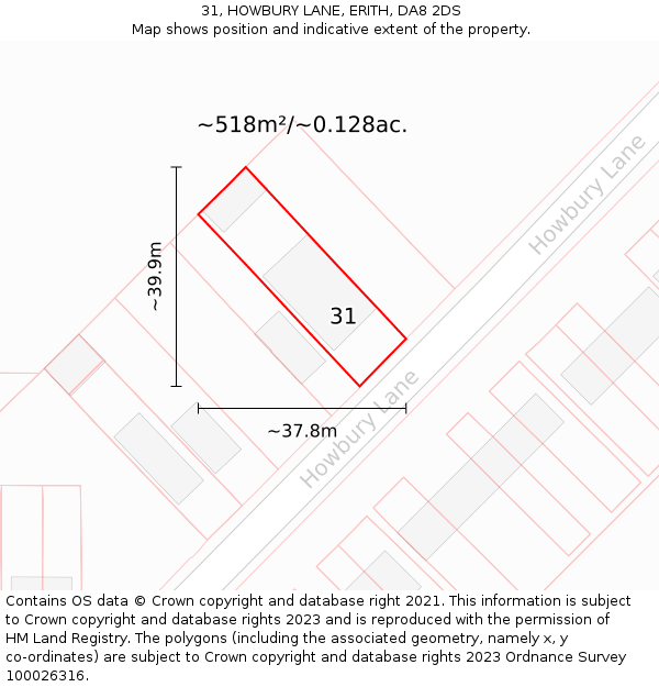31, HOWBURY LANE, ERITH, DA8 2DS: Plot and title map