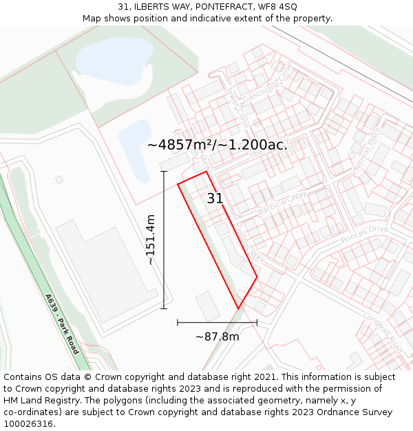 31, ILBERTS WAY, PONTEFRACT, WF8 4SQ: Plot and title map