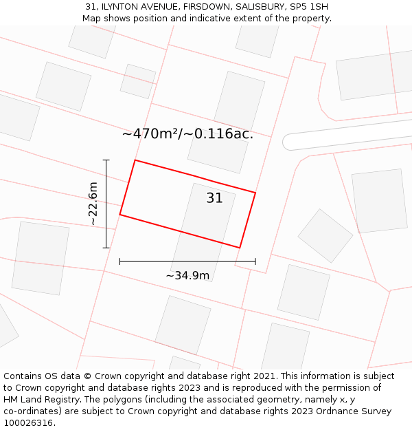 31, ILYNTON AVENUE, FIRSDOWN, SALISBURY, SP5 1SH: Plot and title map