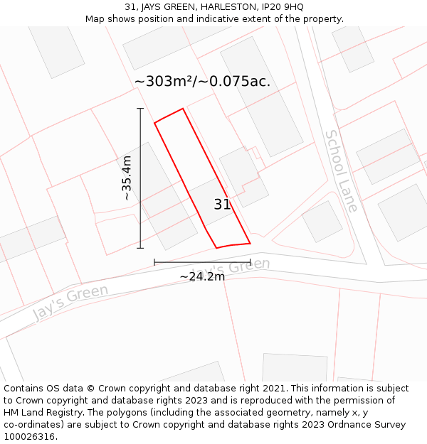 31, JAYS GREEN, HARLESTON, IP20 9HQ: Plot and title map