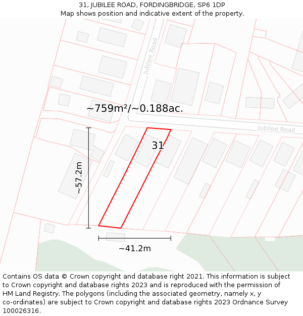 31, JUBILEE ROAD, FORDINGBRIDGE, SP6 1DP: Plot and title map