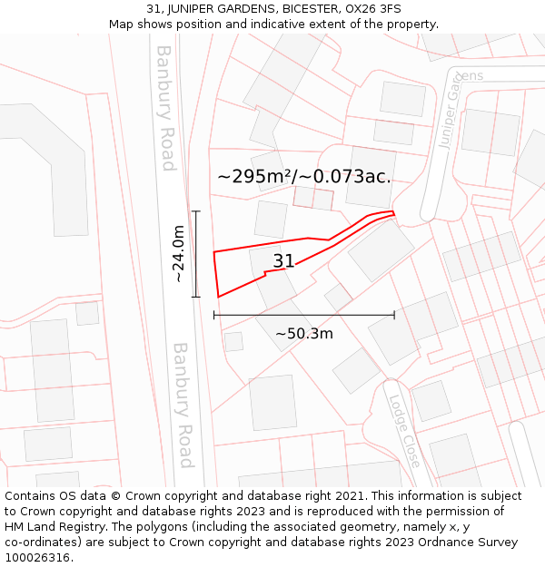 31, JUNIPER GARDENS, BICESTER, OX26 3FS: Plot and title map