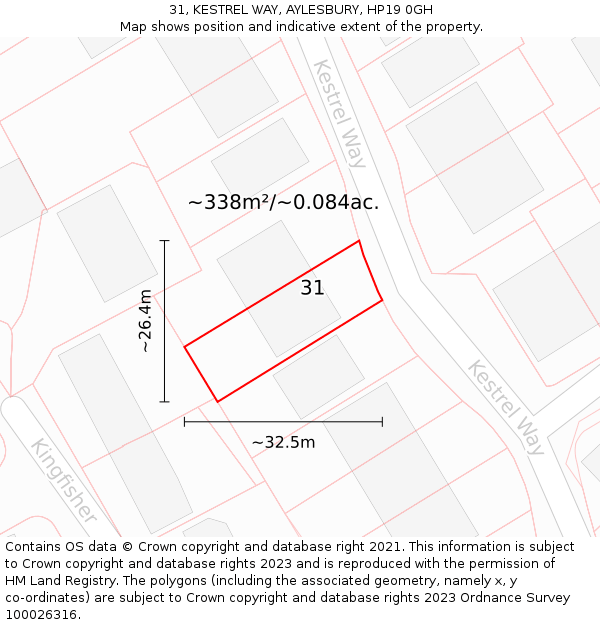 31, KESTREL WAY, AYLESBURY, HP19 0GH: Plot and title map