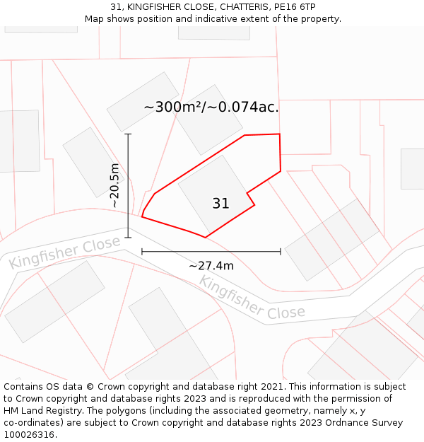 31, KINGFISHER CLOSE, CHATTERIS, PE16 6TP: Plot and title map