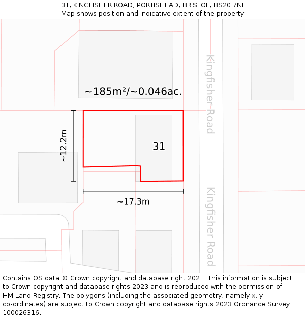 31, KINGFISHER ROAD, PORTISHEAD, BRISTOL, BS20 7NF: Plot and title map