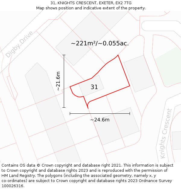 31, KNIGHTS CRESCENT, EXETER, EX2 7TG: Plot and title map