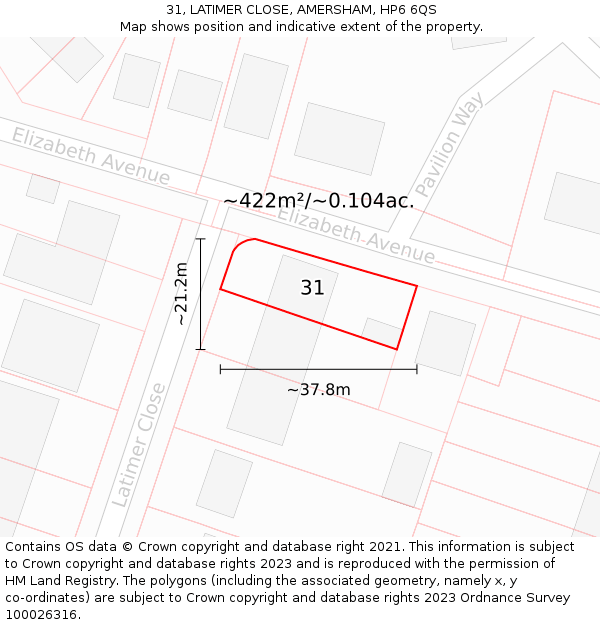 31, LATIMER CLOSE, AMERSHAM, HP6 6QS: Plot and title map
