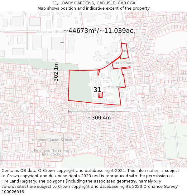 31, LOWRY GARDENS, CARLISLE, CA3 0GX: Plot and title map
