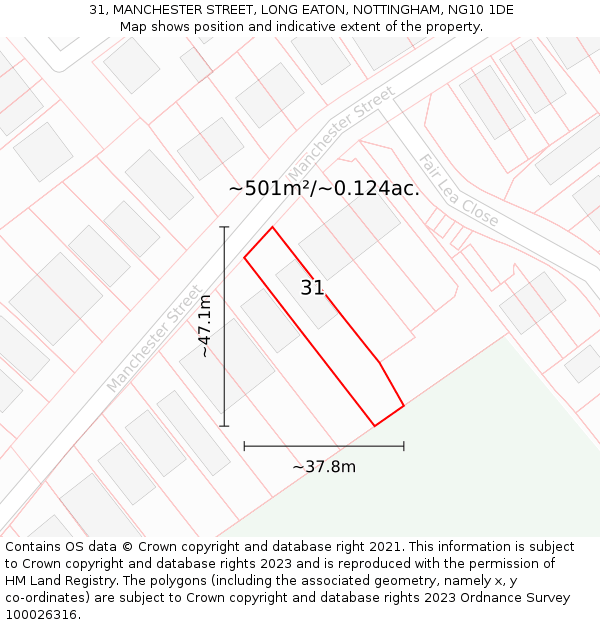 31, MANCHESTER STREET, LONG EATON, NOTTINGHAM, NG10 1DE: Plot and title map