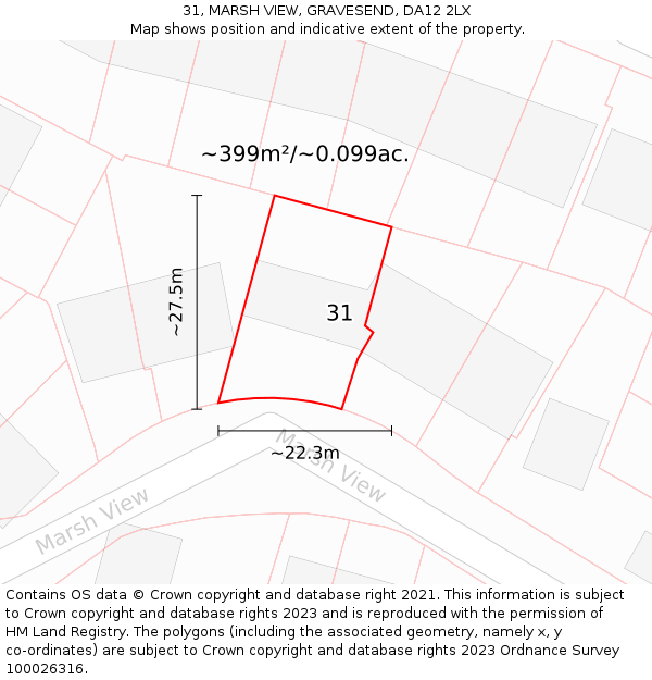 31, MARSH VIEW, GRAVESEND, DA12 2LX: Plot and title map