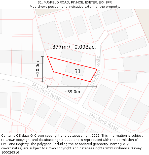 31, MAYFIELD ROAD, PINHOE, EXETER, EX4 8PR: Plot and title map