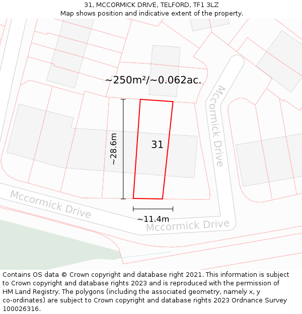 31, MCCORMICK DRIVE, TELFORD, TF1 3LZ: Plot and title map