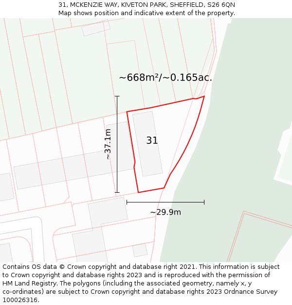 31, MCKENZIE WAY, KIVETON PARK, SHEFFIELD, S26 6QN: Plot and title map