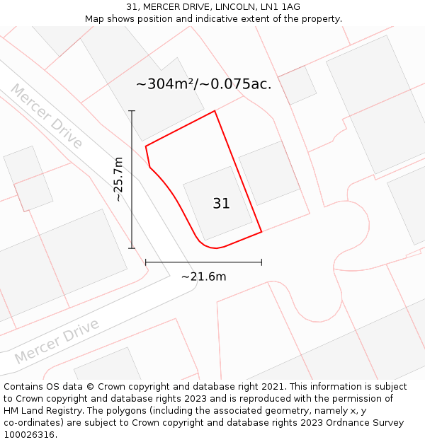 31, MERCER DRIVE, LINCOLN, LN1 1AG: Plot and title map