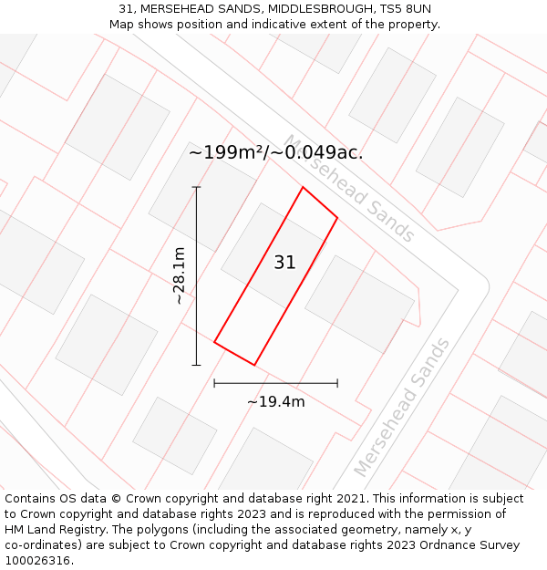 31, MERSEHEAD SANDS, MIDDLESBROUGH, TS5 8UN: Plot and title map