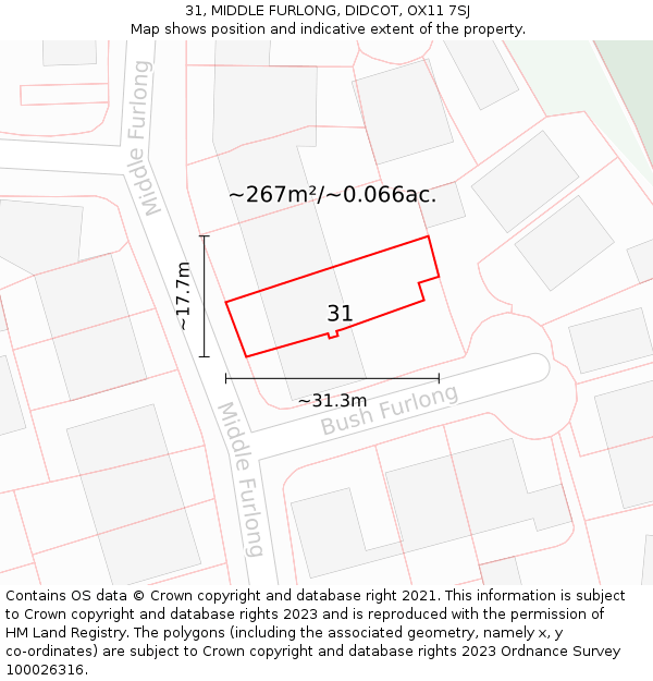 31, MIDDLE FURLONG, DIDCOT, OX11 7SJ: Plot and title map
