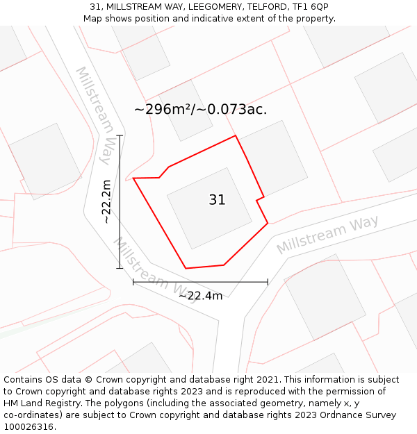 31, MILLSTREAM WAY, LEEGOMERY, TELFORD, TF1 6QP: Plot and title map