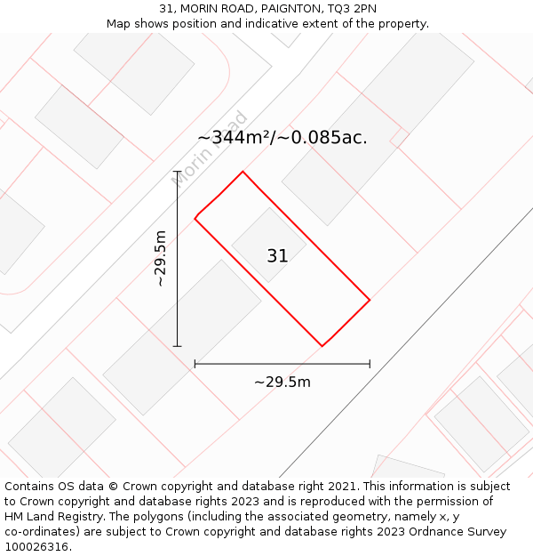 31, MORIN ROAD, PAIGNTON, TQ3 2PN: Plot and title map