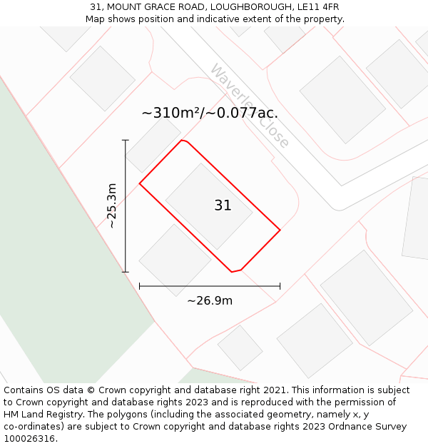 31, MOUNT GRACE ROAD, LOUGHBOROUGH, LE11 4FR: Plot and title map