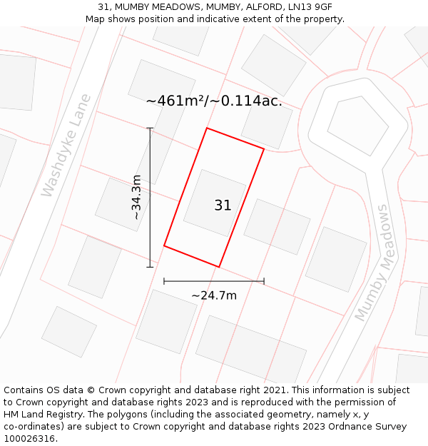 31, MUMBY MEADOWS, MUMBY, ALFORD, LN13 9GF: Plot and title map