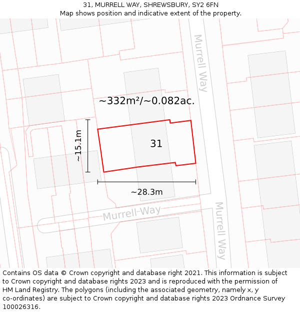 31, MURRELL WAY, SHREWSBURY, SY2 6FN: Plot and title map