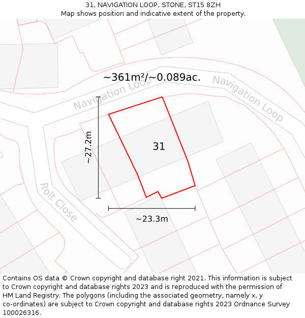 31, NAVIGATION LOOP, STONE, ST15 8ZH: Plot and title map