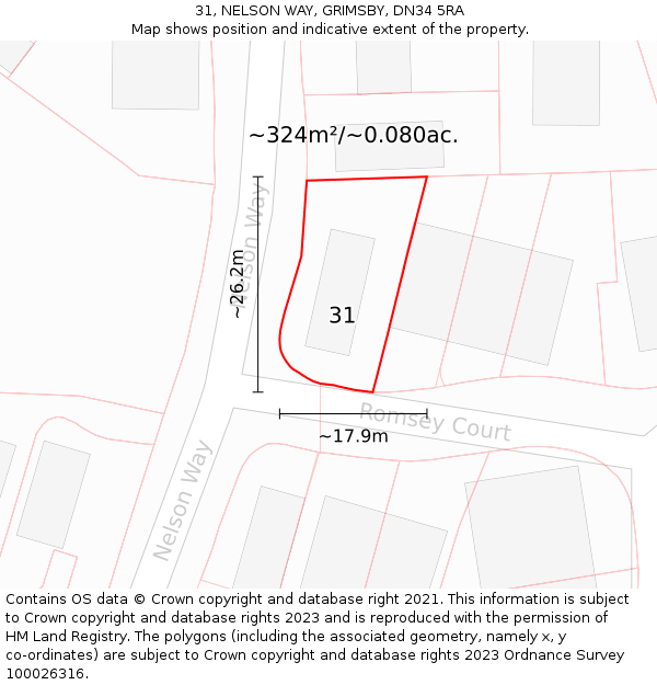 31, NELSON WAY, GRIMSBY, DN34 5RA: Plot and title map