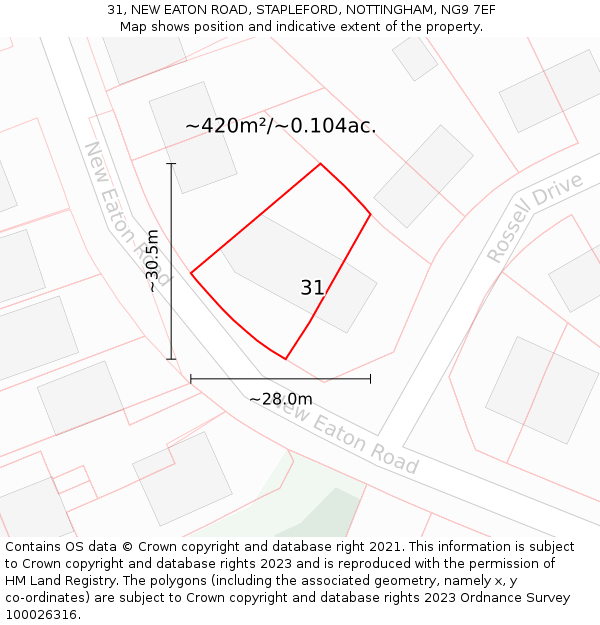 31, NEW EATON ROAD, STAPLEFORD, NOTTINGHAM, NG9 7EF: Plot and title map