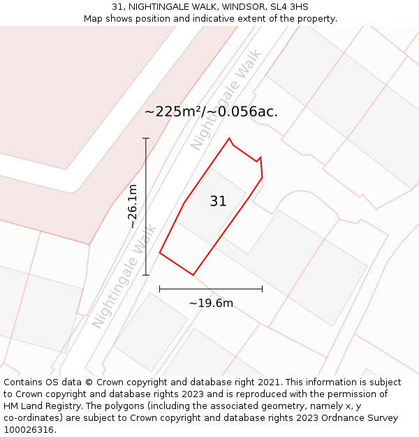 31, NIGHTINGALE WALK, WINDSOR, SL4 3HS: Plot and title map