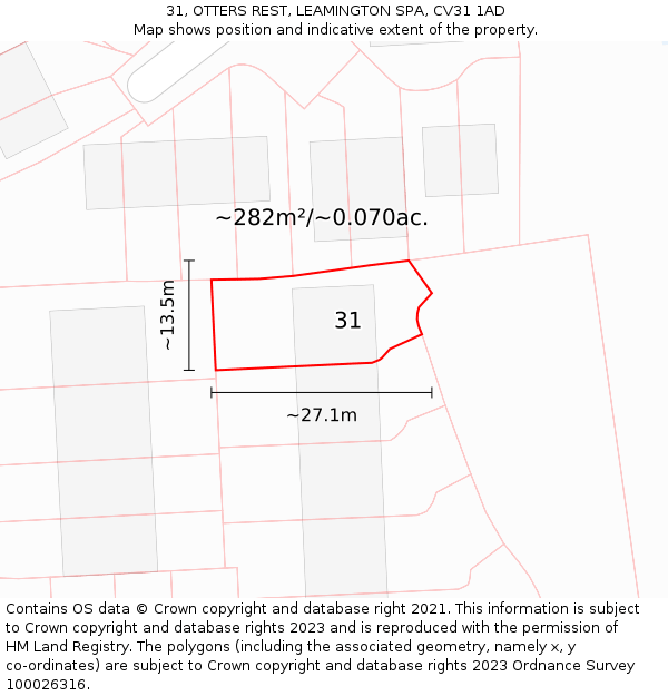 31, OTTERS REST, LEAMINGTON SPA, CV31 1AD: Plot and title map
