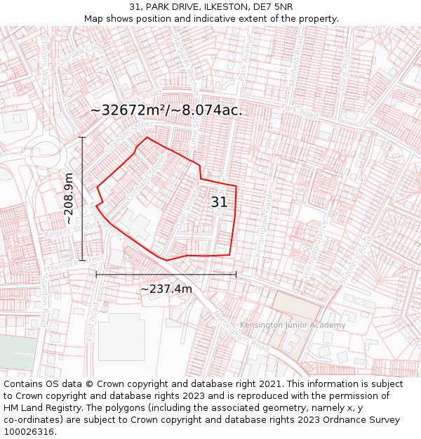 31, PARK DRIVE, ILKESTON, DE7 5NR: Plot and title map