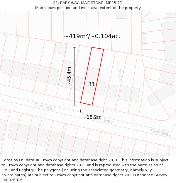 31, PARK WAY, MAIDSTONE, ME15 7DJ: Plot and title map