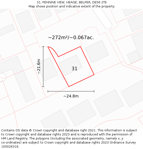 31, PENNINE VIEW, HEAGE, BELPER, DE56 2TE: Plot and title map