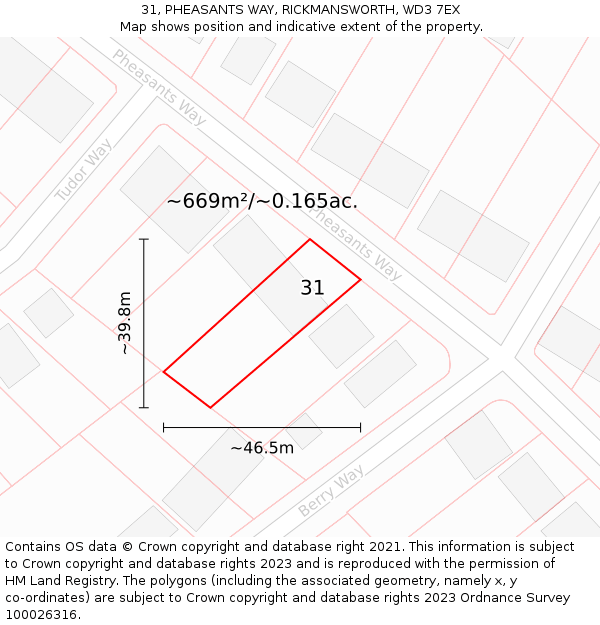 31, PHEASANTS WAY, RICKMANSWORTH, WD3 7EX: Plot and title map