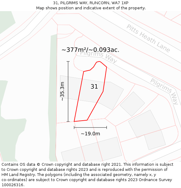 31, PILGRIMS WAY, RUNCORN, WA7 1XP: Plot and title map