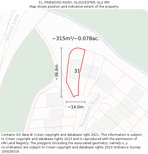 31, PINEWOOD ROAD, GLOUCESTER, GL2 4RY: Plot and title map