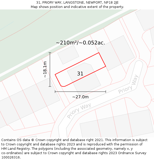 31, PRIORY WAY, LANGSTONE, NEWPORT, NP18 2JE: Plot and title map