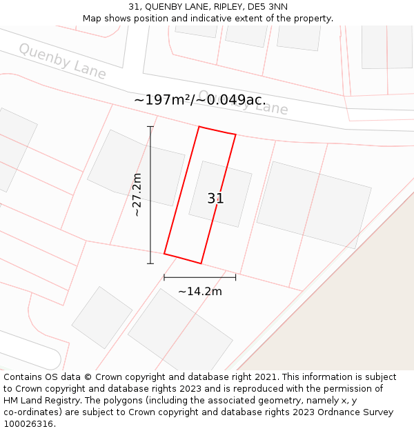 31, QUENBY LANE, RIPLEY, DE5 3NN: Plot and title map