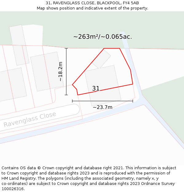 31, RAVENGLASS CLOSE, BLACKPOOL, FY4 5AB: Plot and title map