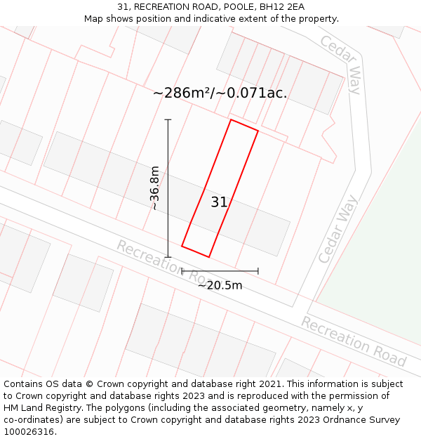 31, RECREATION ROAD, POOLE, BH12 2EA: Plot and title map