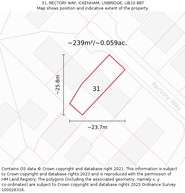 31, RECTORY WAY, ICKENHAM, UXBRIDGE, UB10 8BT: Plot and title map
