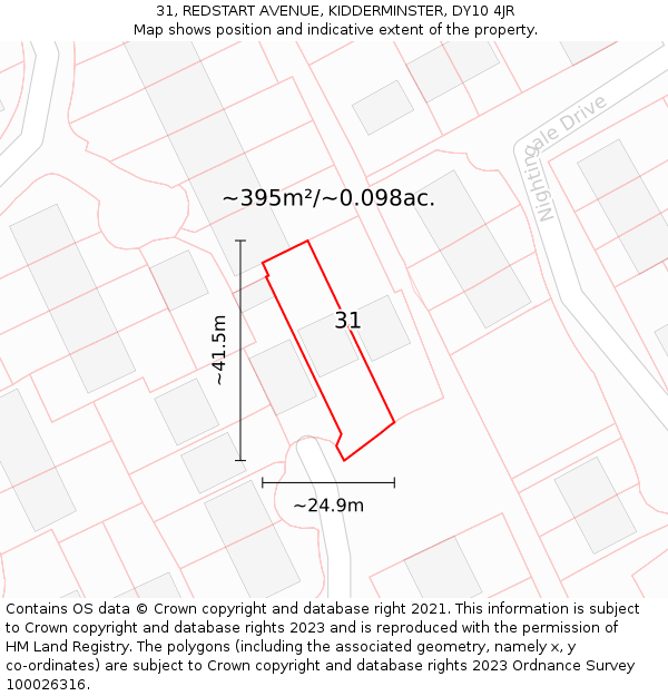 31, REDSTART AVENUE, KIDDERMINSTER, DY10 4JR: Plot and title map