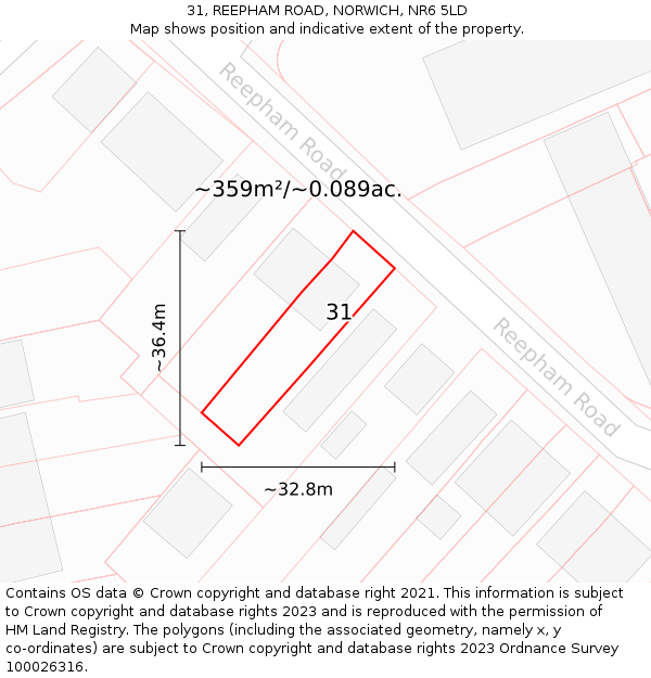 31, REEPHAM ROAD, NORWICH, NR6 5LD: Plot and title map