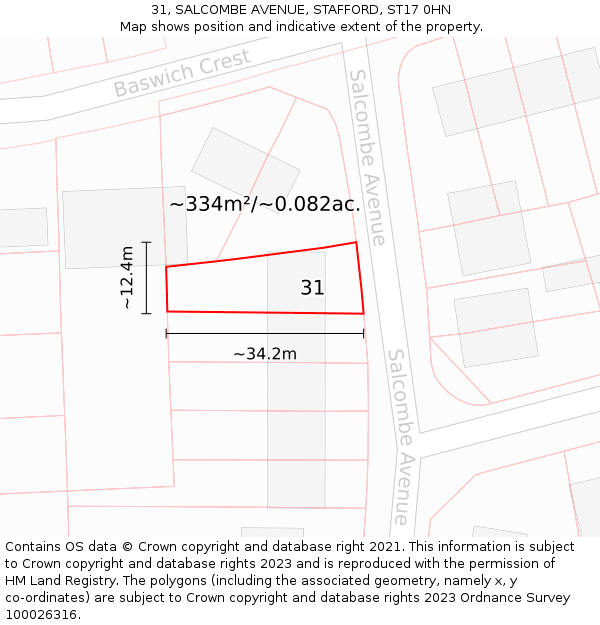 31, SALCOMBE AVENUE, STAFFORD, ST17 0HN: Plot and title map