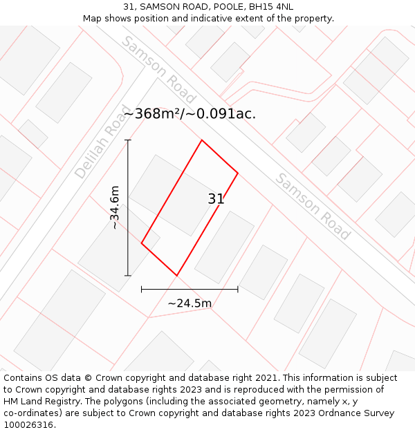 31, SAMSON ROAD, POOLE, BH15 4NL: Plot and title map
