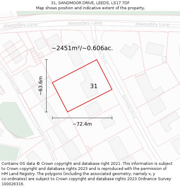 31, SANDMOOR DRIVE, LEEDS, LS17 7DF: Plot and title map