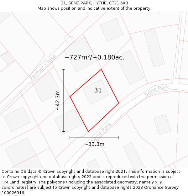 31, SENE PARK, HYTHE, CT21 5XB: Plot and title map